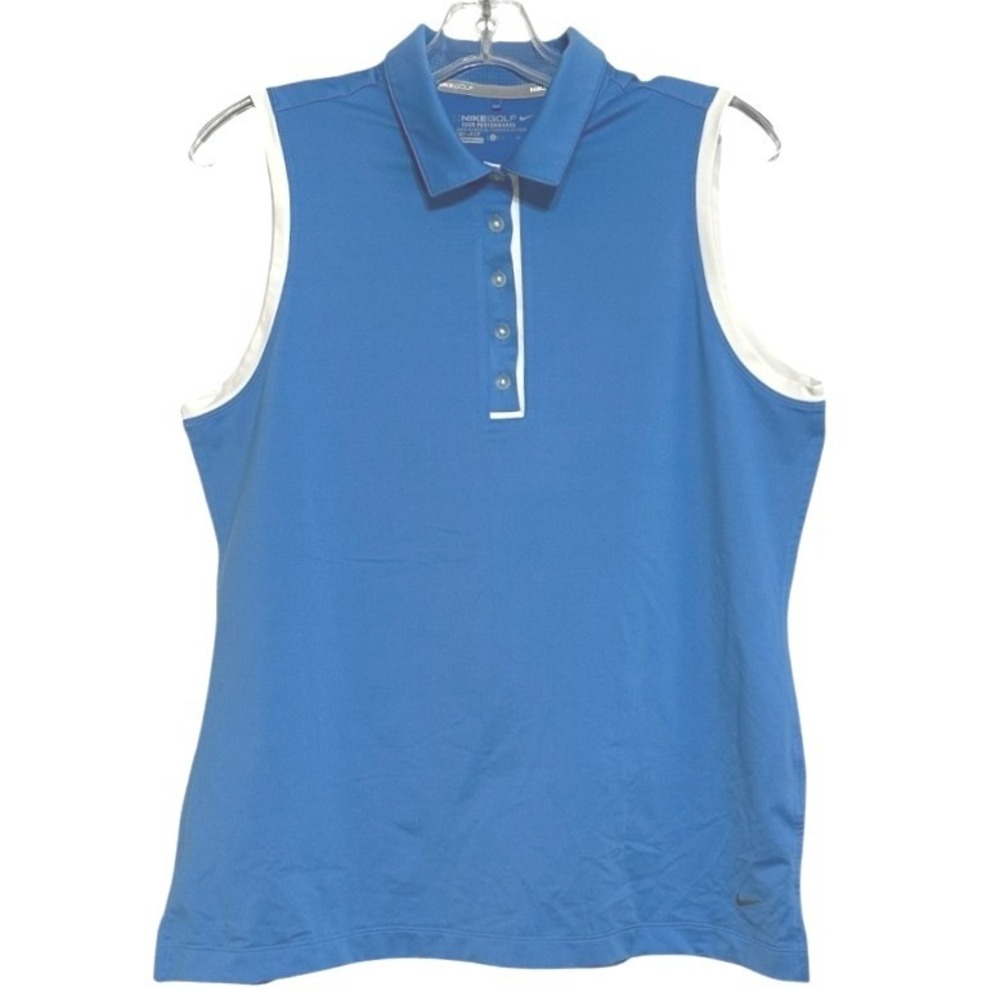 Nike Golf Shirt Womens Blue Sleeveless Dri-FIT Tour Performance Tennis Sporty  L